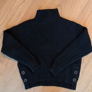 Madewell Black Turtleneck Sweater with Button Detail